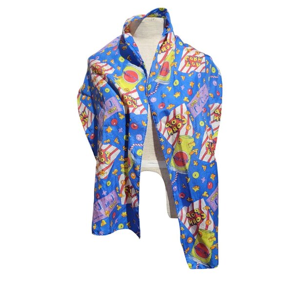 Retro Silk Scarf Whimsical  All Over Print Popcorn & Soda Print Colorful - Picture 4 of 4